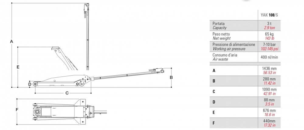 Pneumo-hidraulinis domkratas YAK108S - Image 3